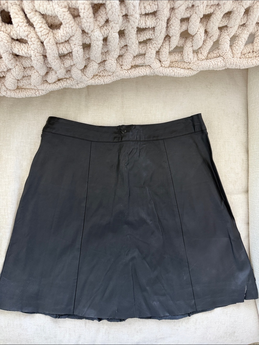 Hollister Black A-Line Faux Leather Skirt with Panel Seams